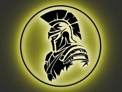 A stylized Spartan warrior in a helmet 3d model logo 3D print model