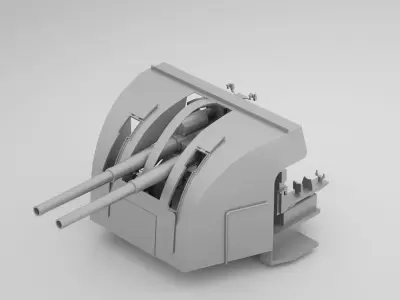 Bofors QF Twin 4 inch 102mm Naval Gun Mk XVI 3D model
