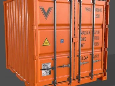 PBR 10 ft Storage Container - Orange Low-poly 3D model