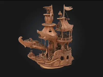 Nautical Fantasy Dwelling  Whimsical Home by the Sea 3D model