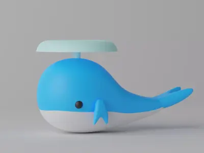 Cartoon Cute Whale 3D model purchase