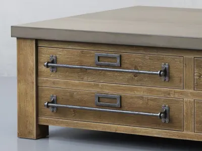 ZINC-TOP MERCANTILE COFFEE TABLE 55in 3D model