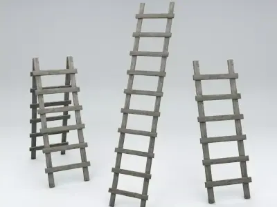 Small and Tall Ladder Low-poly 3D model