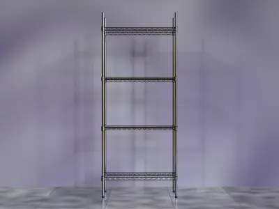 Wire Shelves - 30 inches X 14 inches X 72 inches in chrome Low-poly 3D model