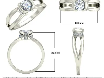 100 Solitaire ring 3dm with 3-4 rendered images  part-2 3D print model