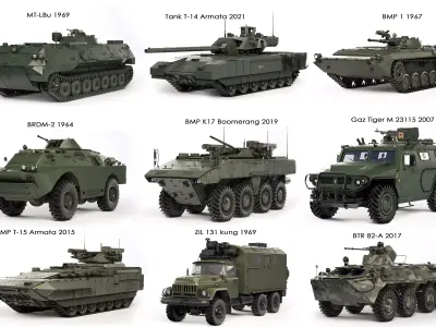 Large collection of equipment of the Russian Armed Forces 3D Model Pack