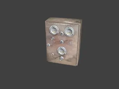 Old pneumatic electrical panel Low-poly 3D model