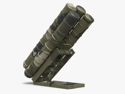 Deployed Air Defense Launcher Module in Green Camo 3D model