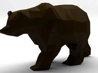 Grizzly Bear Cartoon Low Poly Low-poly 3D model