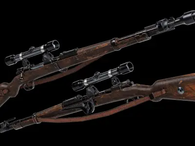 Kar98k with mods Low-poly 3D model