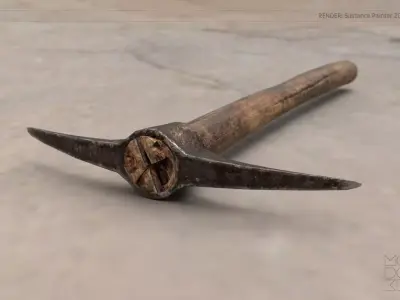 Old Steel Pickaxe 3d Model Low-poly 3D model