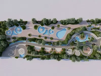 park-public park-Private Park Landscape 3D model 7