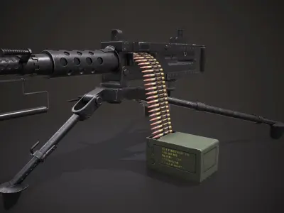 Machine gun - Browning M2 - Low Poly 3d Model Low-poly 3D model