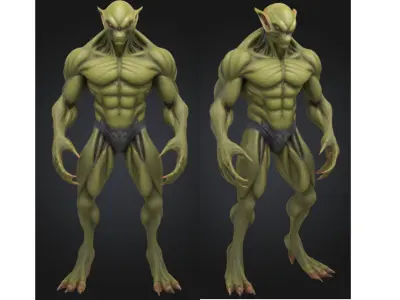 Alien Reptilian Creature Muscle Futuristic Sci Fi Low-poly 3D model