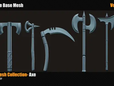 20 Axe Base Mesh Low-poly 3D model
