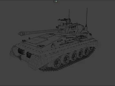 Tank for Videogames Low-poly 3D model