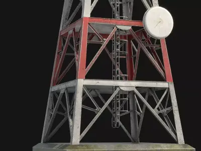 Telecommunication Antenna Tower Low-poly 3D model