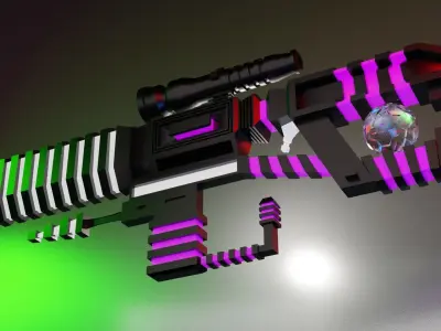 Sci Fi Gun Low-poly 3D model 14