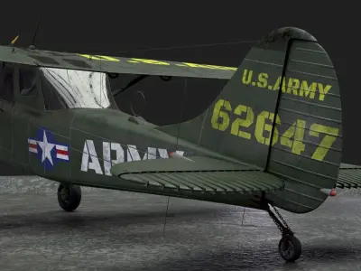 Piper PA-18 Super Cub aka Birddog Low-poly 3D model