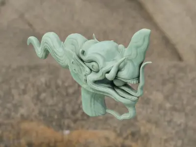 Head Dragon blue pearl  Free low-poly 3D model