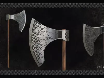 Short Viking Battleaxe Low-poly 3D model