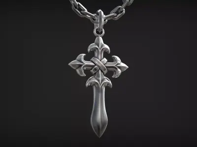 Gothic Santiago Sword Cross of Saint James Amulet 3D print model