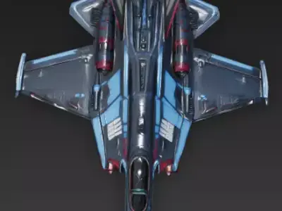 Neon Interceptor Fighter 3D Model Futuristic War Jet Low-poly 3D model