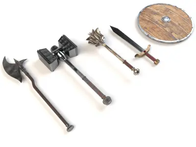 Medieval weapon pack 3D model purchase