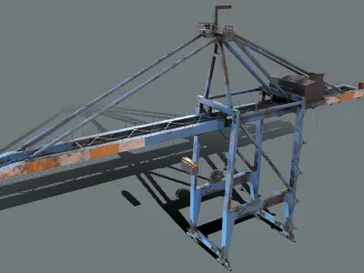 PBR Quayside Container Crane Version 1 - Blue Orange Low-poly 3D model