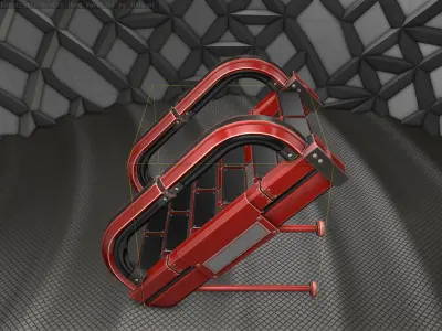 Sci-Fi Stairs - 9 - Red Version Low-poly 3D model
