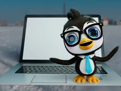Cute Penguin Low-poly 3D model