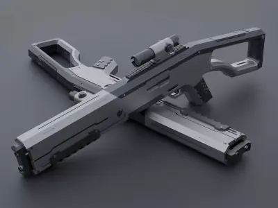 Sci-Fi Plasma Rifle Game Ready Low-poly 3D model