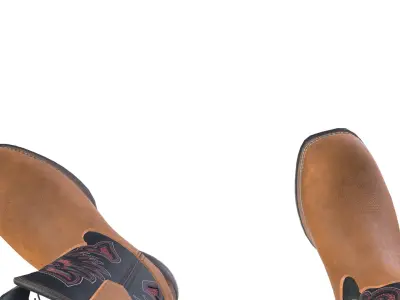 Classic Brown Black Western Cowboy Boots 3D model