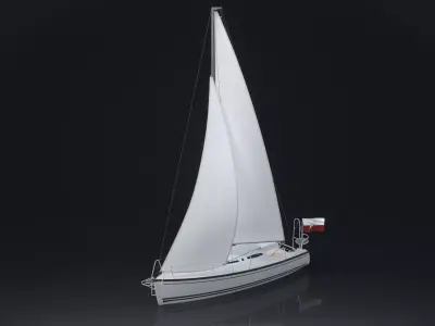 Modern sailing Low-poly 3D model