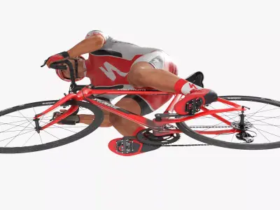 Cyclist Ride Fast Standing Animated Rigged For Maya 3D model purchase