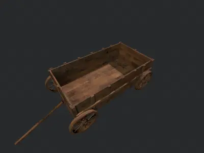 Wooden Cart Low-poly 3D model 12