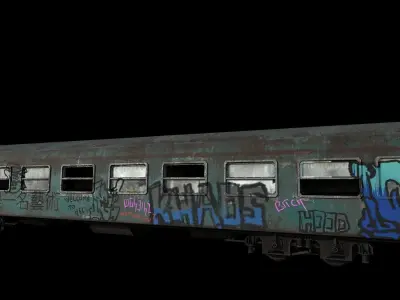 Train Wagon Vandalized Low-poly 3D model
