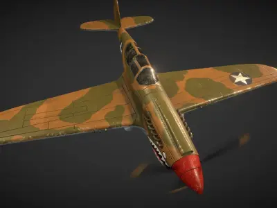 Curtiss P-40 Warhawk Low-poly 3D model purchase