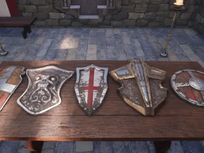 Fantasy Paladin Weapons Low-poly 3D model