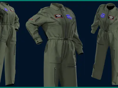 female pilot uniform with texture 3D model