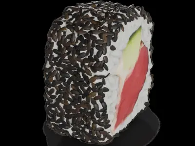 Sushi Tuna cucumber curry sauce sesame seeds 3D model