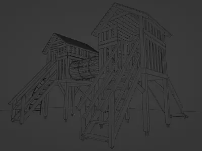 Wooden Kids Playground Free low-poly 3D model
