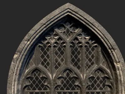 Gothic window Low-poly 3D model