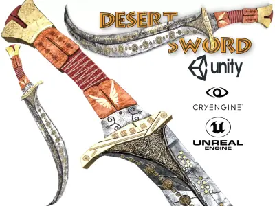 Desert Sword  Game Ready Low-poly 3D model