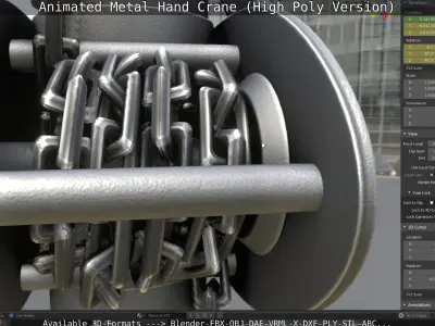 Animated Metal Hand Crane High-Poly Version 3D model