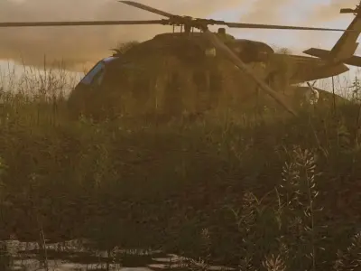 Cinematic Destroy helicopter scene 3D model