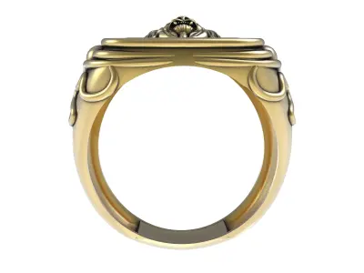 Lion Face Greek Key Ring 3D print model