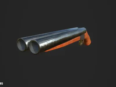 Remington Spartan sawed off shotgun Low-poly 3D model