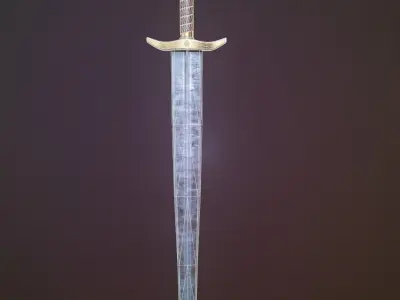 Low Poly Game Ready PBR Sword Low-poly 3D model