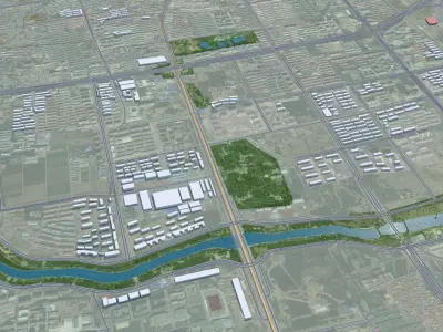 Hohhot Inner Mongolia China 55km Free low-poly 3D model